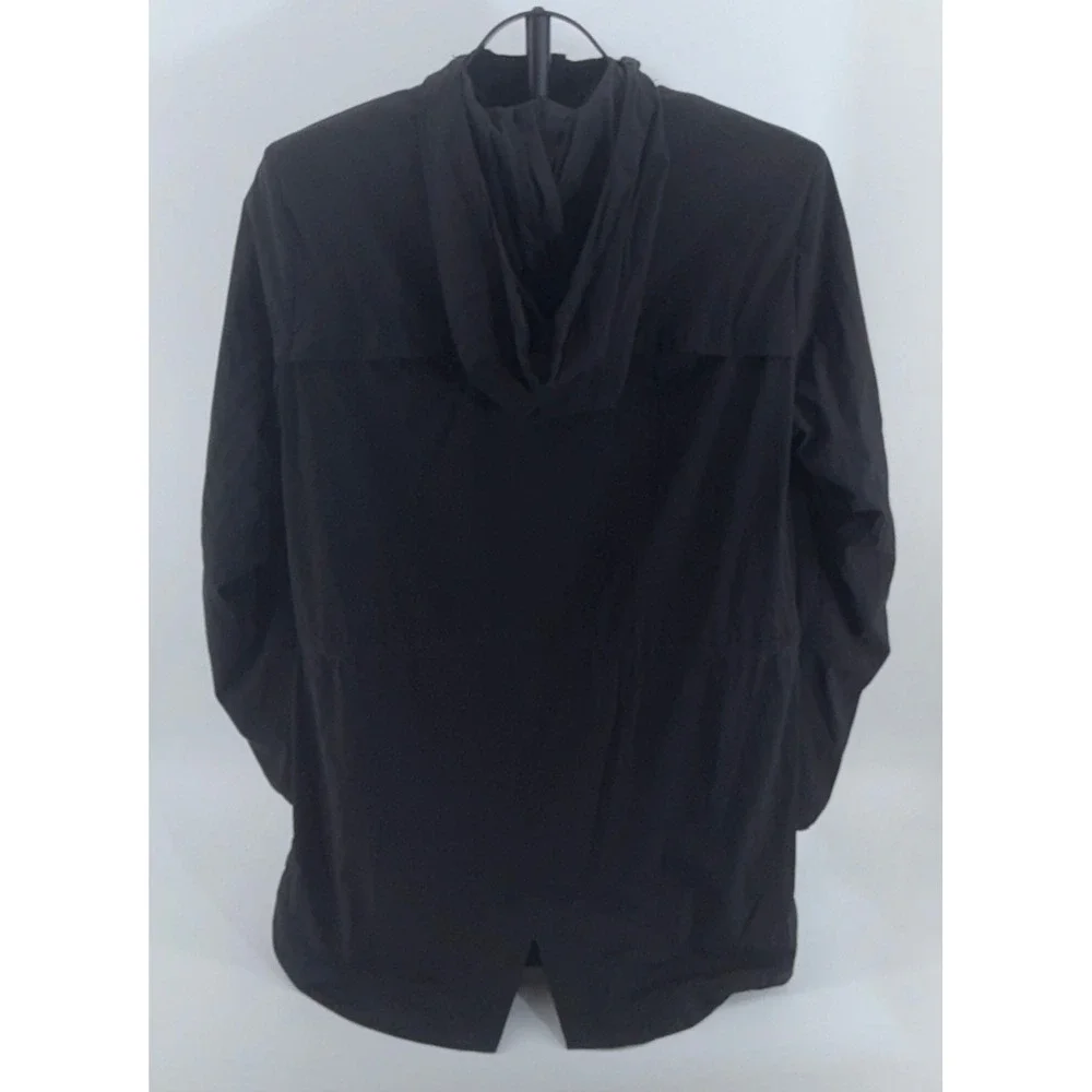 Duluth Trading Co Womens Black Hooded Mesh Lined Full Zip Windbreaker Jacket M